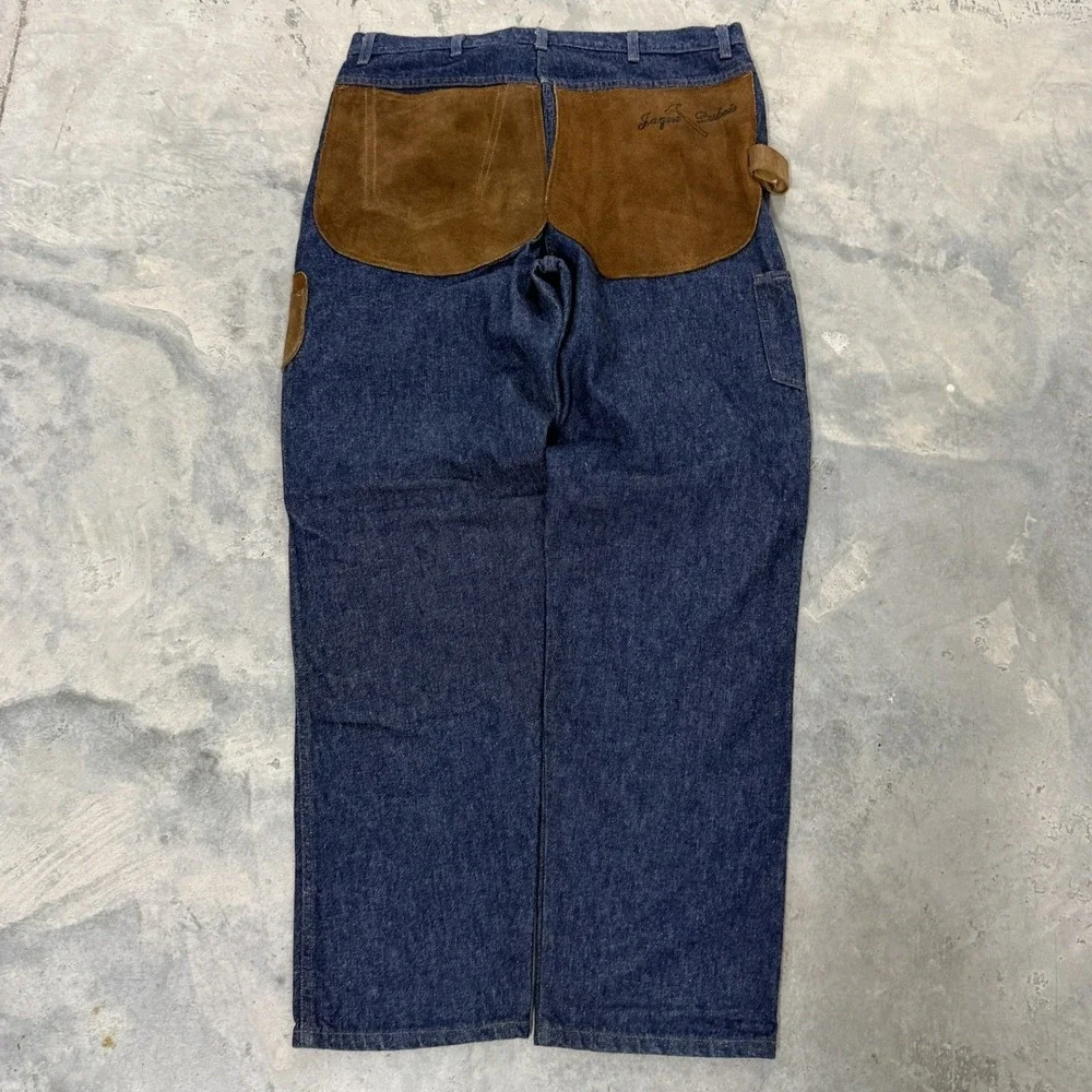 Jacques Dubois Carpenter Jeans Mens 40x34 Blue Excellent Suede Double Knee USA